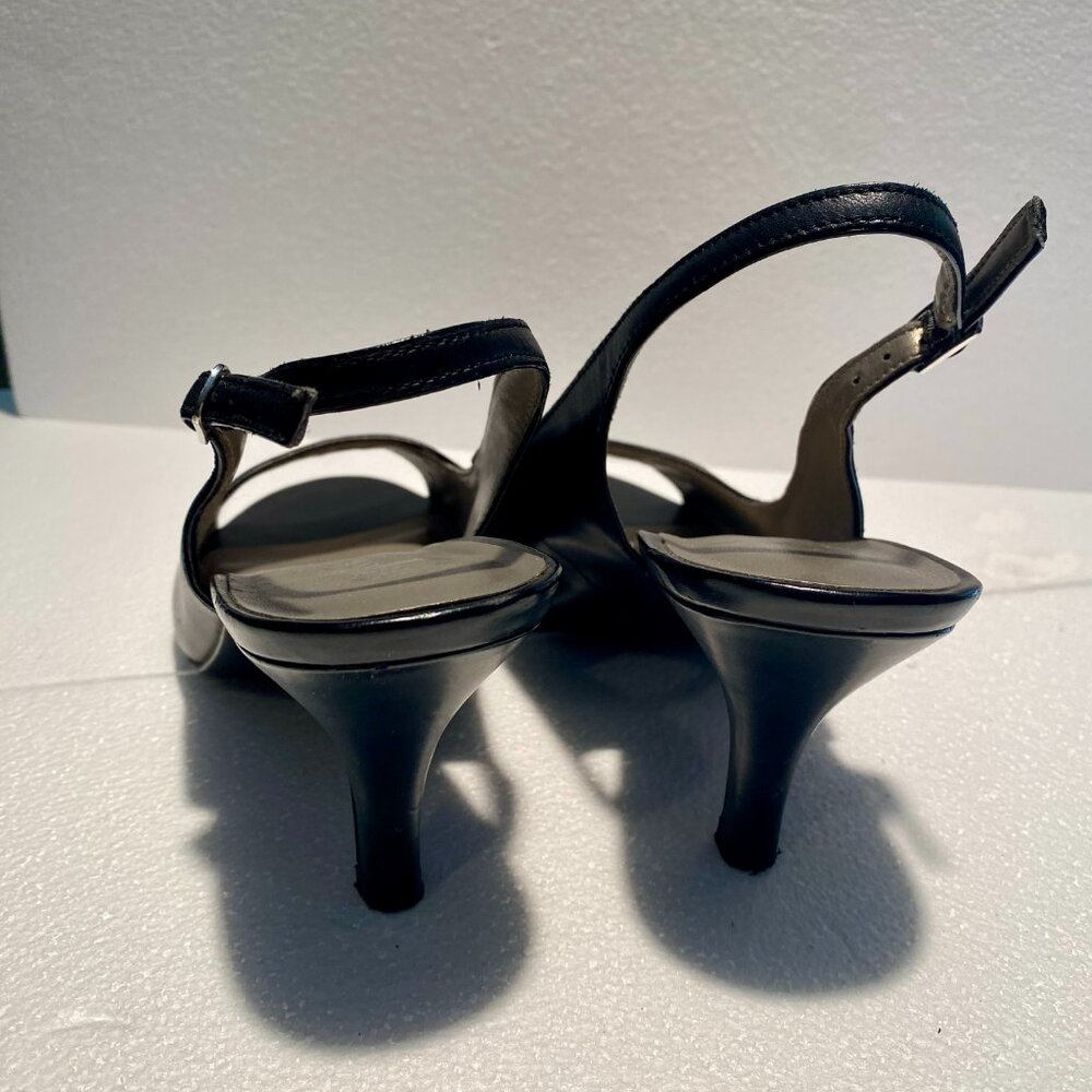 Kelly & Katie Black Leather Open Toe Slingback Heel Size 8.5 - Picture 5 of 7